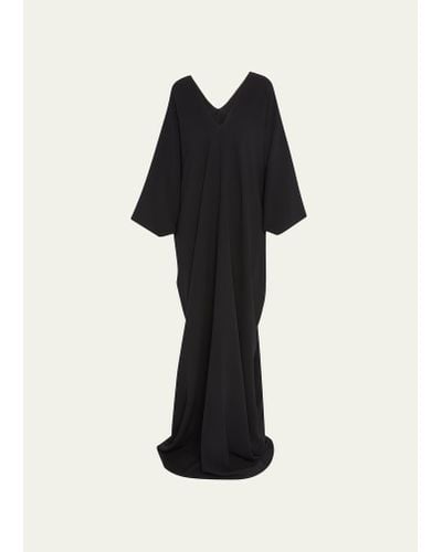 The Row Meelo Plunging Silk Gown - Black