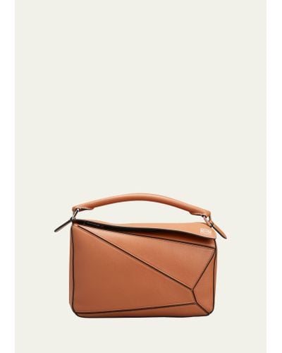 Loewe Puzzle Medium Top-handle Bag In Leather - Brown