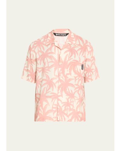 Palm Angels Palm-print Camp Shirt - Pink