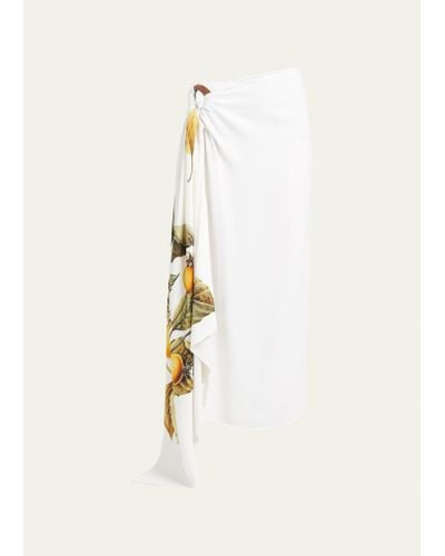 Ferragamo Persimmon Print O-ring Skirt - White