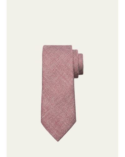 Zegna Linen And Silk Tie - Pink