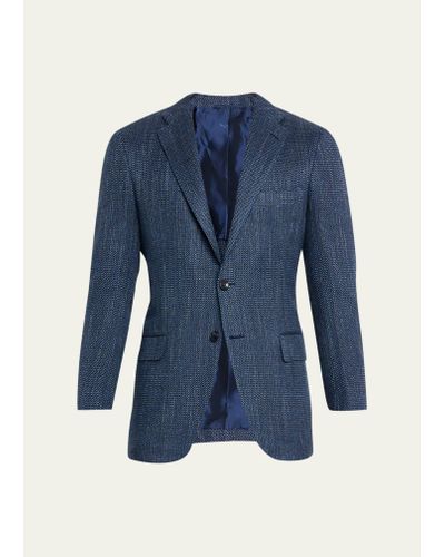 Kiton Cashmere-blend Tic Sport Coat - Blue