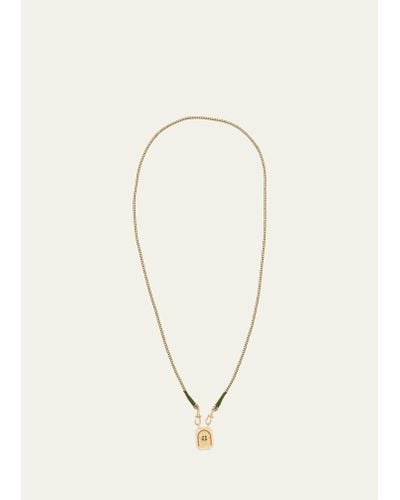 Marie Lichtenberg 18k Rathi Link Chain Necklace With Mini Clover Pendant - Natural