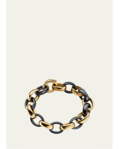 Monica Rich Kosann Yellow Gold & Black Ceramic Link Bracelet - Metallic