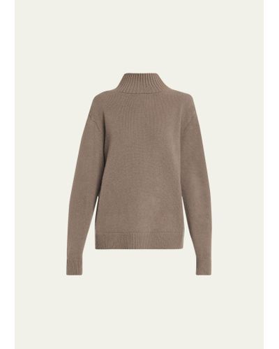 The Elder Statesman Turtleneck Heavy Cashmere Sweater - Natural