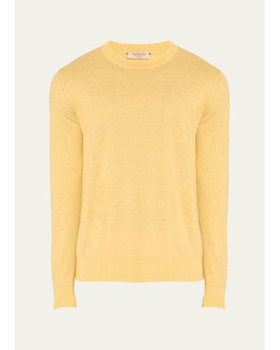 FIORONI CASHMERE Cashmere Cotton Crewneck Sweater - Yellow