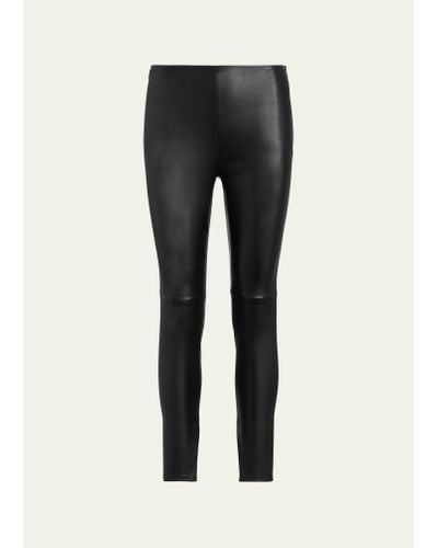 Ralph Lauren Collection Eleanora Leather Skinny Pants - Black
