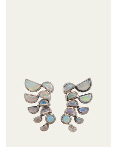 Nakard Lobster Earrings With Ethiopian Opal - White