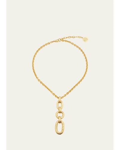 Ben-Amun 24k Chain Necklace With Hammered Link Pendant - Natural