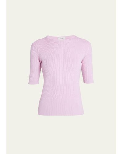 Agnona Short-sleeve Cashmere Top - Pink