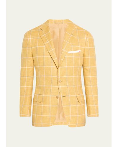 Kiton Cashmere-blend Windowpane Sport Coat - Yellow