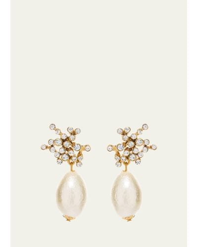 Oscar de la Renta Turbillion Pearly Drop Earrings - Natural