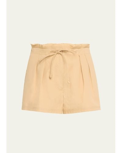 Ulla Johnson Camryn Drawstring Pleated Cotton Shorts - Natural