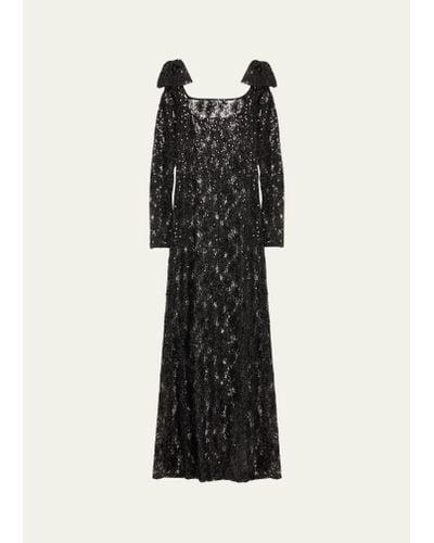 Nina Ricci Lace Sequined Long-sleeve Gown - White