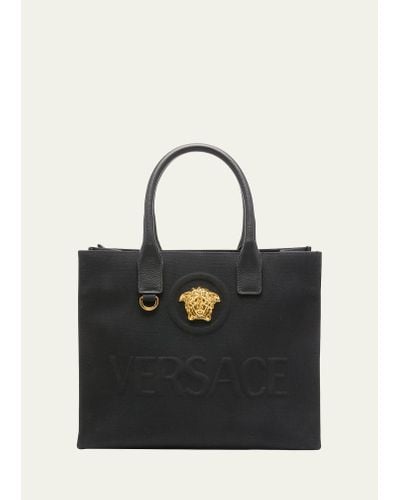 Versace La Medusa Mini Canvas Tote Bag - Black