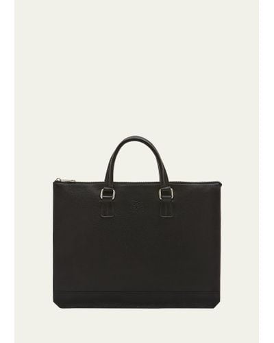 Il Bisonte Meleto Leather Zip Briefcase Bag - Black
