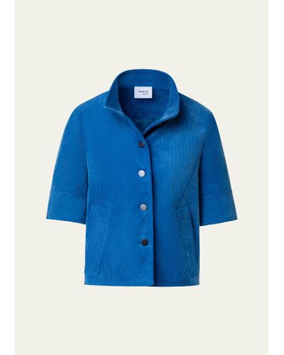 Akris Punto Washed Stretch Corduroy Short Jacket - Blue