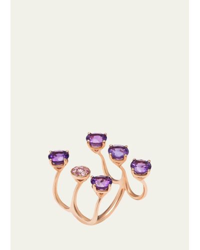 Stefere Rose Gold Amethyst Ring From The Aurore Collection - Pink