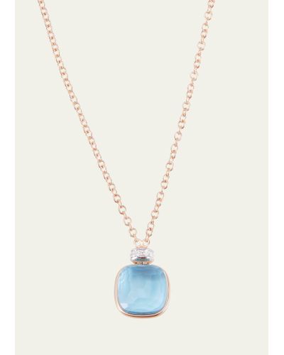 Pomellato Nudo Classic Blue Topaz Pendant Necklace With Diamonds