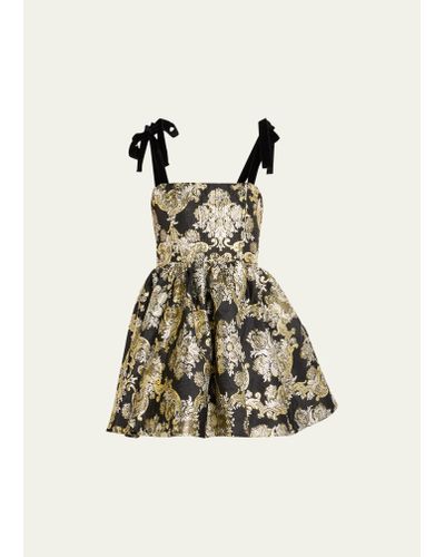 Alice + Olivia Fay Floral Jacquard Babydoll Dress - Natural