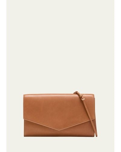 The Row Large Envelope Crossbody Bag In Napa Leather - Brown