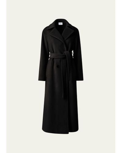Akris Punto Long Double-breast Belted Wool-cashmere Coat - Black