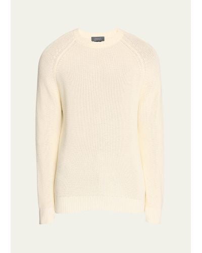 Bergdorf Goodman Cotton Melange Crewneck Sweater - Natural