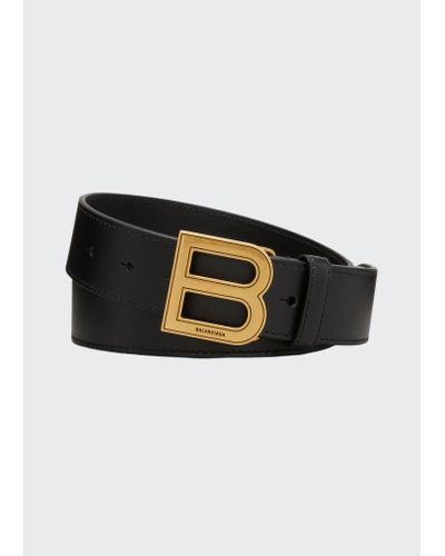 Balenciaga Hourglass Large Leather B-buckle Belt - Black