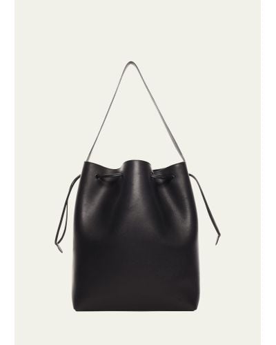 The Row Belvedere Bucket Bag In Saddle Leather - Black