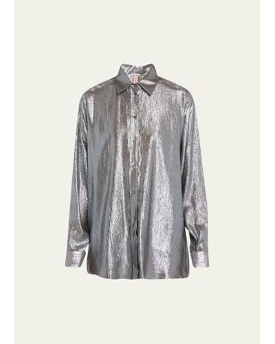 Indress Metallic Lurex-voile Shirt - Gray