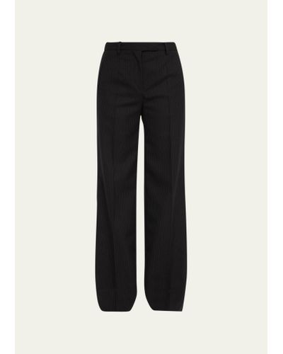 The Row Banew Pinstripe Wool Wide-leg Pants - Black