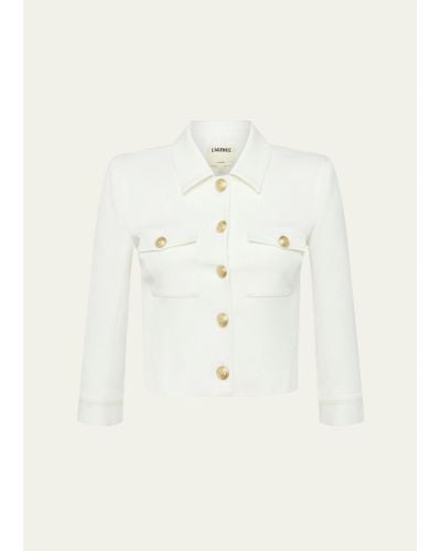 L'Agence Kumi Cropped Fitted Jacket - Natural