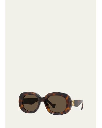 Loewe Anagram Round Acetate Sunglasses - Natural