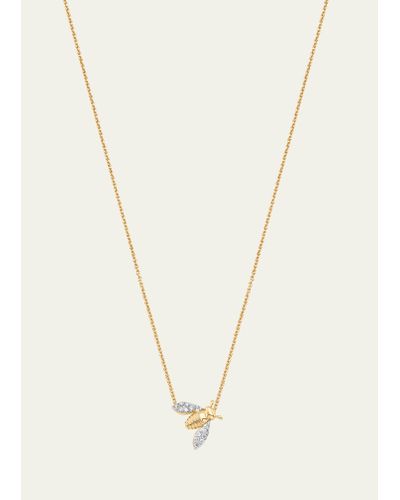 Sara Weinstock 18k Two-tone Gold Queen Bee Diamond Petite Pendant Necklace - White