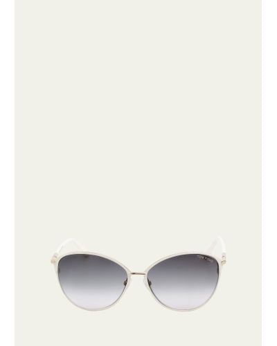 Tom Ford Gradient Acetate & Metal Round Sunglasses - White