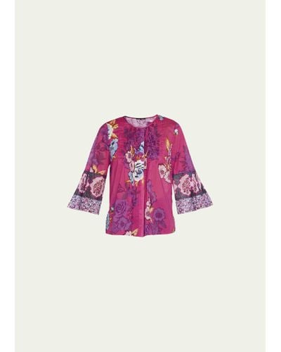 Kobi Halperin Lee Floral-print Pintuck Blouse - Pink