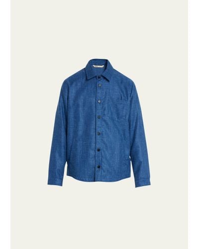 Maurizio Baldassari Hopsack Shirt Jacket - Blue