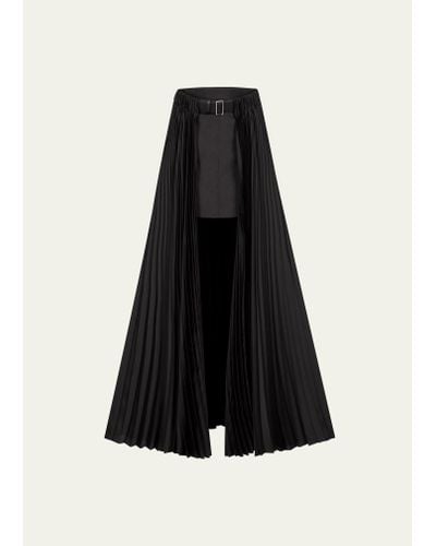 Peter Do Leather Belted Pleated Skirt - Black