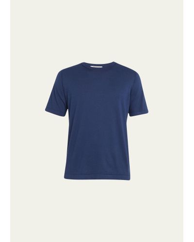 FIORONI CASHMERE Cotton Cashmere Crewneck T-shirt - Blue