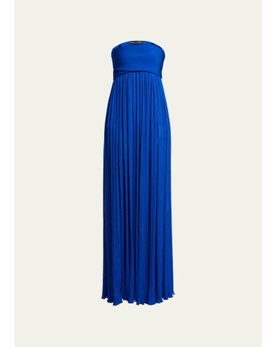 Proenza Schouler Rina Strapless Column Maxi Dress - Blue