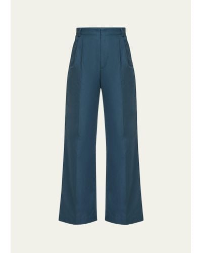 Indress Pleated Flared Pants - Blue
