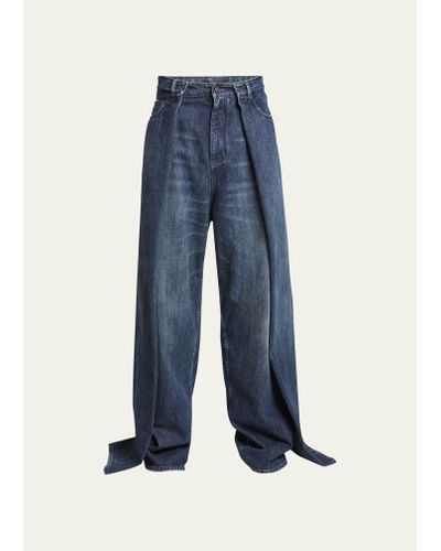 Balenciaga Baggy Jeans With Double Side Panels - Blue