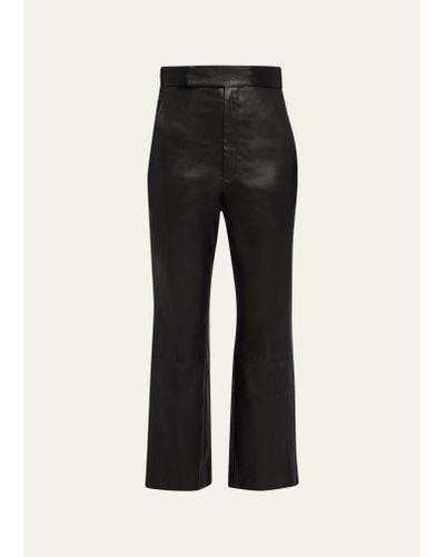 Maria McManus High Waist Crop Leather Pants - Black