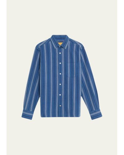 Original Madras Trading Co. Striped Sport Shirt - Blue