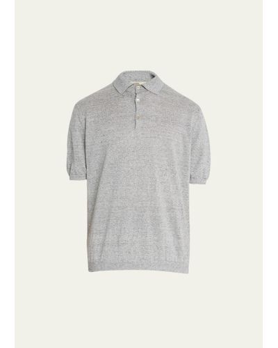 Maurizio Baldassari Short Sleeve Linen Polo Shirt - Gray