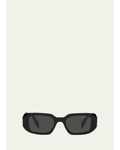Prada Geometric Rectangle Acetate Sunglasses - White