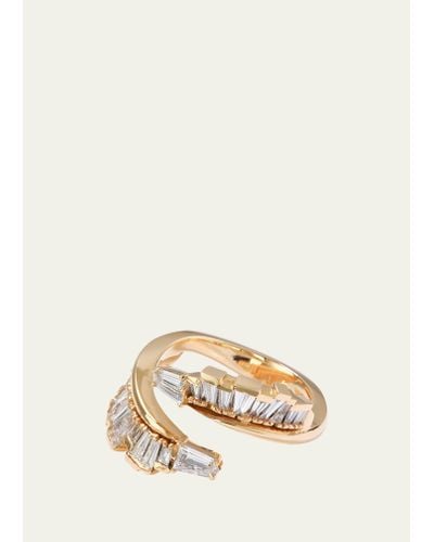 Nak Armstrong Ruched Open Coil Ring With Diamond Tips And 20k Recycled Rose Gold - Natural