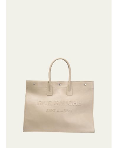 Saint Laurent Rive Gauche Leather Tote Bag - Natural