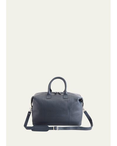 ROYCE New York Personalized Medium Executive Leather Duffel Bag - Blue