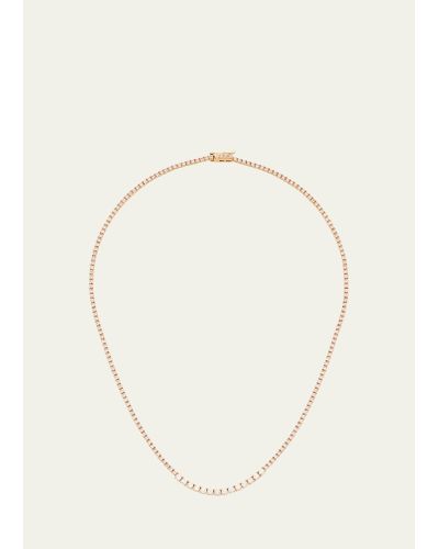 Jennifer Meyer Small 4-prong Pink Sapphire Tennis Necklace With Diamond Accents In Yellow Gold - Natural